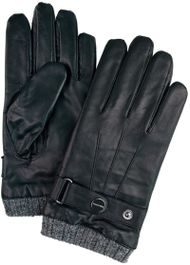 Profuomo handschoenen wol zwart leer