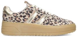 Ps poelman anemone leren sneakers met panterprint beige