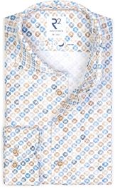 Beige R2 knitted knitted overhemd beige blauw