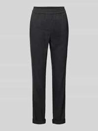 Regular fit broek van linnenmix met elastische band