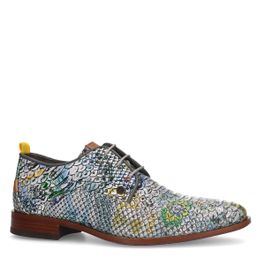 Rehab leren veterschoenen met crocoprint groen