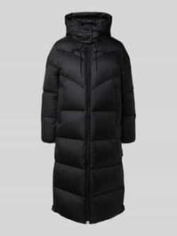 Relaxed fit lange donsjas met afneembare capuchon