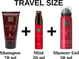 Rituals - ayurveda - combi set - travel size - shampoo 70 ml + shower gel 50 ml + hair&body mist 20 ml + gift bag - douchegel - doucheschuim
