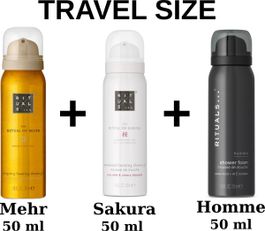 Rituals - combi set - travel shower gels - sakura 50 ml + mehr 50 ml + homme 50 ml + gift bag - 3x 50 ml = 150 ml - douchegels - doucheschuim - travel size