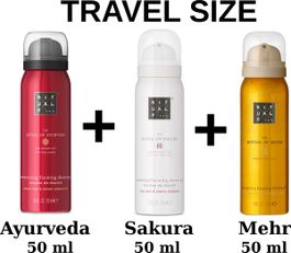 Rituals combi set - travel shower gels set - sakura 50 ml - karma 50 ml - mehr 50 ml - doucheschuim - douchegels + giftbag