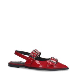 Rode leren buckle slingbacks - Rood
