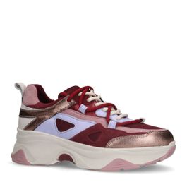 Rode leren platform sneakers