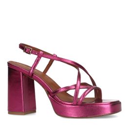 Roze metallic sandalen met hak