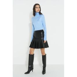 Ruby imitatieleren plooi rok zwart