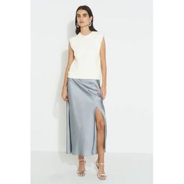 Ruby maxi satijnen rok zilver