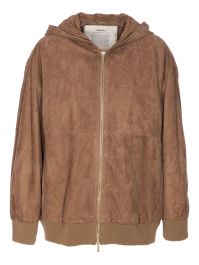 's max mara suède jack met capuchon en rits - bruin