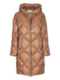 's max mara trefe gewatteerd donsjack met capuchon - bruin