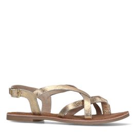Sacha leren sandalen goud