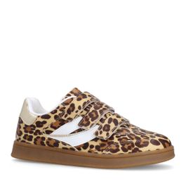 Sacha sneakers met panterprint beige/cognac