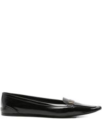 Saint laurent pre-owned poppy leren ballerina's met puntige neus - zwart