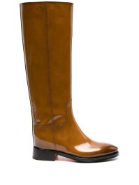 Santoni lakleren knielaarzen - bruin