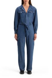 Scotch & soda lightweight denim jumpsuit in dark wash with tonal detailing maat: 38 | jumpsuits outlet | dames | blauw