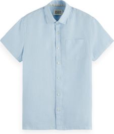 Scotch & soda linnen casual overhemd lichtblauw