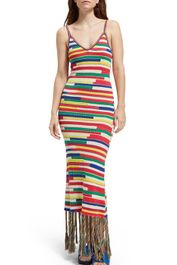 Scotch & soda multicoloured intarsia knitted dress multi stripe maat: xs | maxi jurken outlet | dames |