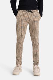 Shoeby slim fit broek met pied-de-poule camel