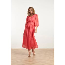 Smashed lemon 25050 elegante maxi chiffon jurk met schelpprint |