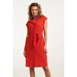 Smashed lemon 25118 rood stretchy crinkle shirtjurk