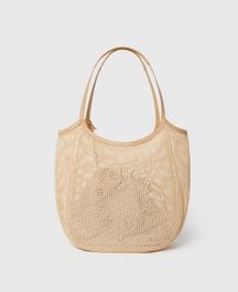 Stella mccartney - logo mesh hobo bag, frau, beige