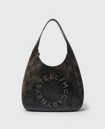 Stella mccartney - logo slouchy antique große hobo bag, frau, mud