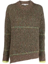 Stella mccartney melange-effect wool-cotton blend jumper - bruin