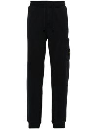 Stone island katoenen trainingsbroek met compass-logopatch - blauw