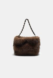 Stradivarius buideltas van imitatiebont met ketting bruin os