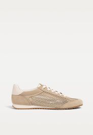Stradivarius geperforeerde leren sneakers beige 35