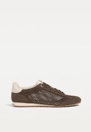 Stradivarius geperforeerde leren sneakers bruin 35