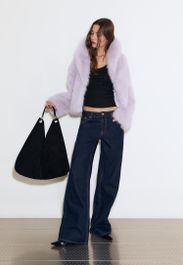 Stradivarius jas van imitatiebont lila xs