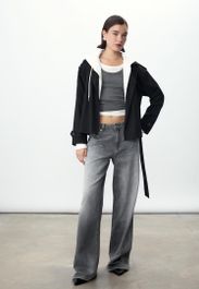 Stradivarius korte trenchcoat met riem zwart m