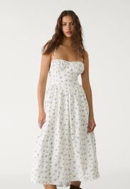 Stradivarius lange jurk met print ecru s