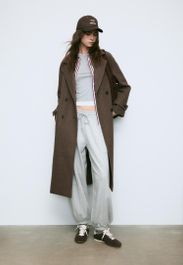 Stradivarius lange oversized jas bruin l