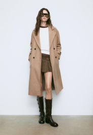 Stradivarius lange oversized jas lichtkameel xs