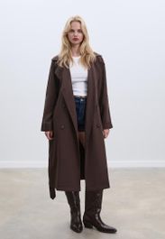 Stradivarius lange oversized soepelvallende trenchcoat bruin xs