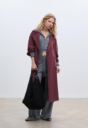 Stradivarius lange oversized, soepelvallende trenchcoat granaat xs