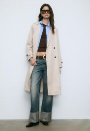 Stradivarius lange wijde trenchcoat steen m