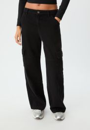 Stradivarius rechte cargo broek zwart 36