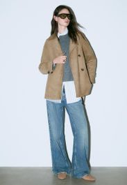 Stradivarius regular trenchcoat van imitatiesuède steen m