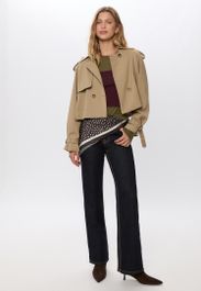 Stradivarius soepelvallende korte geklede trenchcoat kaki xs