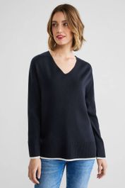 Street one trui donkerblauw/wit