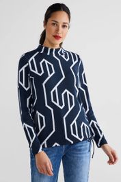 Street one trui met all over print donkerblauw/lichtblauw