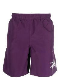 Paarse Stüssy zwembroek met logoprint - paars