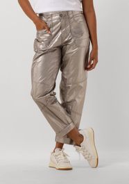 Summum pantalon dames loose tapered pants foil coated twill, maat: 34, kleur: brons
