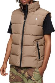 Superdry sports puffer bodywarmer beige - maat m - heren - bodywarmers
