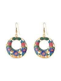 Susan caplan vintage 1980s cloisonné bloem oorringen - goud